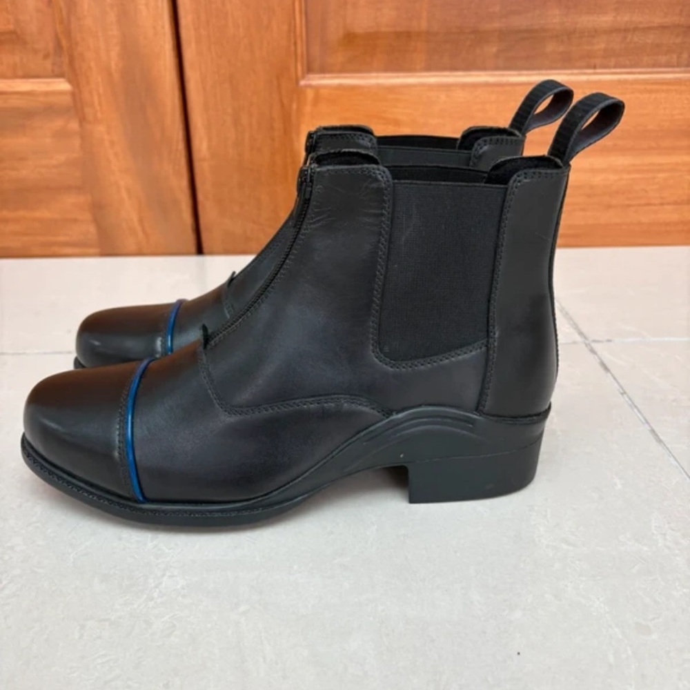 Boots Black Moto Boots with Blue Detail